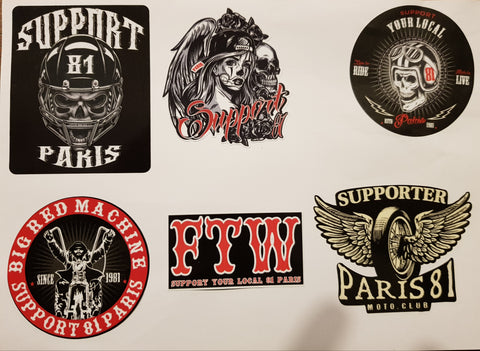 Lot de 6 Stickers  Support 81 Paris
